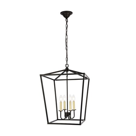 Elegant Lighting Maddox Collection Pendant D17 H24.25 Lt:4 Black Finish LD6008D17BK